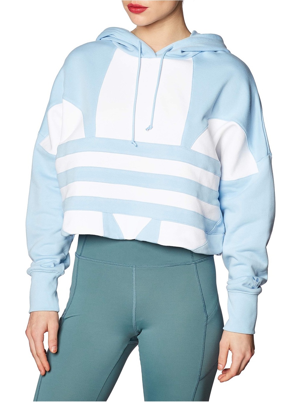 adidas Baby Blue & White Cropped Hoodie - Picture 2 of 6